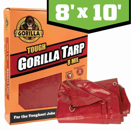 GORILLA TARP 8ft x 10ft Tough 8 MIL 12x12 Weave Dark Red in a PDQ 97031